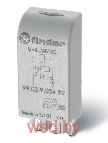 Защитный модуль диод + LED, 6…24VDC, цоколи 9505 Finder